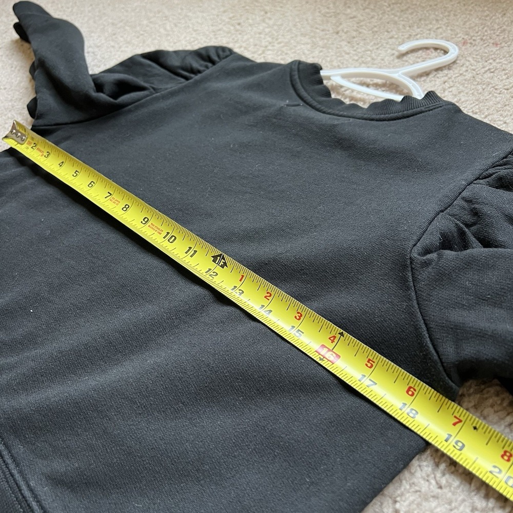 Sold Out NYC Womens Black Puffed Sleeves Organic Cotton Crop Sweater Size Medium - Picture 7 of 7
